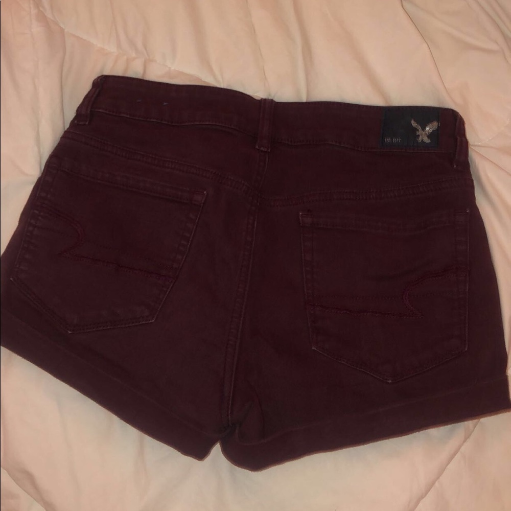American Eagle Maroon Jean Shorts - Picture 2 of 4